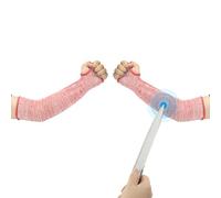 PATIKIL 16 Inch Cut Resistant Sleeve, 1 Pair Arm Safety Protectors Sleeves with Thumb Hole Level 5 Protection Forearm Guard Sleeves for Thin Skin and Bruising, L, Red