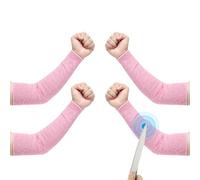 PATIKIL 16 Inch Cut Resistant Sleeve, 2 Pairs Arm Safety Protectors Sleeves Forearm Sleeve HPPE Level 5 Protection for Thin Skin and Bruising, L, Pink