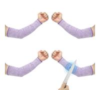 PATIKIL 16 Inch Cut Resistant Sleeve, 2 Pairs Arm Safety Protectors Sleeves Forearm Sleeve HPPE Level 5 Protection for Thin Skin and Bruising, L, Purple