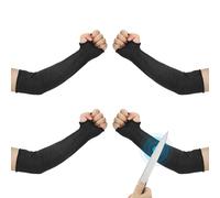 PATIKIL 16 Inch Cut Resistant Sleeve, 2 Pairs Arm Safety Protectors Sleeves with Thumb Hole Level 5 Protection Forearm Guard Sleeves for Thin Skin and Bruising, L, Black
