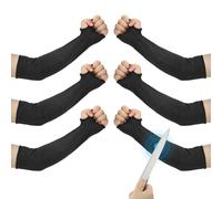 PATIKIL 16 Inch Cut Resistant Sleeve, 3 Pairs Arm Safety Protectors Sleeves with Thumb Hole Level 5 Protection Forearm Guard Sleeves for Thin Skin and Bruising, L, Black