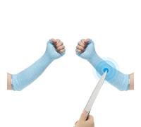 PATIKIL 16 Inch Cut Resistant Sleeves with Finger Grips, Forearm Protective Sleeves Level 5 Protection Arm Safety Protectors Sleeves for Thin Skin and Bruising, Sky Blue