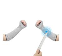 PATIKIL 16 Inch Cut Resistant Sleeves with Finger Grips, Forearm Protective Sleeves Level 5 Protection Arm Safety Protectors Sleeves for Thin Skin and Bruising, Gray