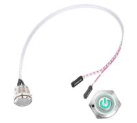 PATIKIL 16 mm Chassis Metal Button Power Symbol, Green LED PC Power Button Computer Host Switch with 30 cm Wire Socket Plug ATX Supply On/Off for Computer DIY Switch, Silver