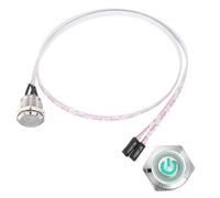 PATIKIL 16 mm Chassis Metal Button Power Symbol, Green LED PC Power Button Computer Host Switch with 60 cm Wire Socket Plug ATX Supply On/Off for Computer DIY Switch, Silver
