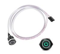 PATIKIL 16 mm Chassis Metal Button Power Symbol, Green LED PC Power Button Computer Host Switch with 100 cm Wire Socket Plug ATX Supply On/Off for Computer DIY Switch, Black