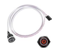 PATIKIL 16 mm Chassis Metal Button Power Symbol, Red LED PC Power Button Computer Host Switch with 100 cm Wire Socket Plug ATX Supply On/Off for Computer DIY Switch, Black