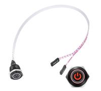 PATIKIL 16 mm Chassis Metal Button Power Symbol, Red LED PC Power Button Computer Host Switch with 30 cm Wire Socket Plug ATX Supply On/Off for Computer DIY Switch, Black