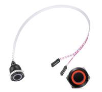 PATIKIL 16 mm Chassis Metal Button Ring, Red LED PC Power Button Computer Host Switch with 30 cm Wire Socket Plug ATX Supply On/Off for Computer DIY Switch, Black