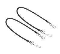 PATIKIL 16" Retractable Coil Spring Keychain with Keyring Lobster Clasp, 2 Pcs Plastic Spiral Stretchy Cord Strap Snap Hook for Key ID Passes Tags, Black