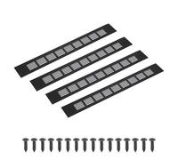 PATIKIL 16 x 2 Inch(400mm x 50mm) Rectangle Ventilation Grille, 4PCS Aluminum Air Vent Cover Louvered Ventilation Cover with Mounting Screws for Cabinet Closet Door Wardrobe, Black