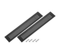 PATIKIL 16 x 2 Inch Door Air Vent Cover, 2 Pcs Aluminum Grille Ventilation Cover Louvered Diamond Hole with Mounting Screws for Cabinet Wardrobe Door, Black