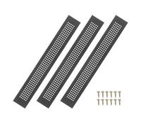 PATIKIL 16 x 2 Inch Door Air Vent Cover, 3 Pcs Aluminum Grille Ventilation Cover Louvered Diamond Hole with Mounting Screws for Cabinet Wardrobe Ceiling Door, Black