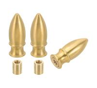 PATIKIL 16 x 40mm Lamp Finials Caps Knob, 3 Set Solid Brass Tip Lamp Shade Top Decoration Screw Cap Nuts with Brass Reducing Adapter for Table Lamps Floor Lamps