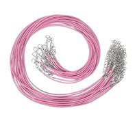 PATIKIL 16"x0.06" Necklace Cord, 20 Pcs Waxed Leather Necklace String Rope Bulk with Clasp for Jewelry Making Supplies Beading Supplies Pendants Bracelet Chains, Light Pink