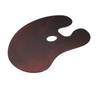 PATIKIL 16"x12" Wooden Paint Palette, Wood Painting Palette Color Mixing Oval Paint Tray Palette with Thumb Hole for Oil Watercolor Artist, Dark Brown