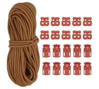 PATIKIL 16 Yard Elastic Bungee Cord & 10pcs Single Hole Cord Lock & 10pcs Double Hole Spring Toggle Stopper for Paracord Drawstring Shoelace Clothing Backpack Bags, Light Coffee