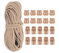 PATIKIL 16 Yard Elastic Bungee Cord & 10pcs Single Hole Cord Lock & 10pcs Double Hole Spring Toggle Stopper for Paracord Drawstring Shoelace Clothing Backpack Bags, Khaki