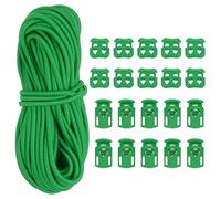 PATIKIL 16 Yard Elastic Bungee Cord & 10pcs Single Hole Cord Lock & 10pcs Double Hole Spring Toggle Stopper for Paracord Drawstring Shoelace Clothing Backpack Bags, Green