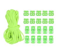 PATIKIL 16 Yard Elastic Bungee Cord & 10pcs Single Hole Cord Lock & 10pcs Double Hole Spring Toggle Stopper for Paracord Drawstring Shoelace Clothing Backpack Bags, Fluorescent Green