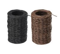PATIKIL 164 Feet Floral Bind Wire Wrap Twine, 2 Pcs 2mm Florist Wire Iron Wire Paper Covered Vine Wrapping Binding Wire for Flower Bouquets, Khaki Black