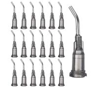 PATIKIL 16Ga Angled Dispensing Needles, 66Pcs 0.5Inch 45° Curved Industrial Blunt Tip Dispensing Needle Tips with Luer Lock Needle for Refilling Liquid Inks Adhesive Glue Oil, Gray