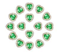 PATIKIL 16mm Heart Sew on Rhinestones, 20 Pcs Rhinestone Sequin Embellishments Crystal Glass Metal Base Flower Claw Rhinestones for Bedazzling Crafting Clothes, Perforated Green