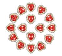 PATIKIL 16mm Heart Sew on Rhinestones, 20 Pcs Rhinestone Sequin Embellishments Crystal Glass Metal Base Flower Claw Rhinestones for Bedazzling Crafting Clothes, Bright Red