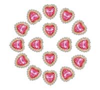 PATIKIL 16mm Heart Sew on Rhinestones, 20 Pcs Rhinestone Sequin Embellishments Crystal Glass Metal Base Flower Claw Rhinestones for Bedazzling Crafting Clothes, Rose Red