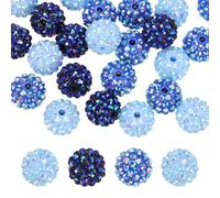 PATIKIL 16mm Resin Rhinestone Beads for Beadable Pen, 30 Pack Ball Disco Sparkly Chunk Round Bubblegum Beads for Beadable Keychain Jewelry Making, Blue/Dark Blue/Sparkle Black