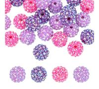PATIKIL 16mm Resin Rhinestone Beads for Beadable Pen, 30 Pack Ball Disco Sparkly Chunk Round Bubblegum Beads for Beadable Keychain Jewelry Making, Light Purple/Dark Purple/Sparkle Rose Red