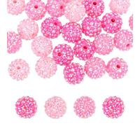 PATIKIL 16mm Resin Rhinestone Beads for Beadable Pen, 30 Pack Ball Disco Sparkly Chunk Round Bubblegum Beads for Beadable Keychain Jewelry Making, Light Pink/Dark Pink/Red