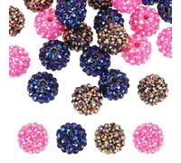 PATIKIL 16mm Resin Rhinestone Beads for Beadable Pen, 30 Pack Ball Disco Sparkly Chunk Round Bubblegum Beads for Beadable Keychain Jewelry Making, Sparkle Black/Rose Red/Sparkle Gold