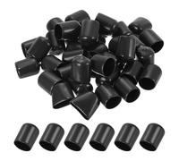 PATIKIL 16MM Vinyl Rubber End Caps, 50 Pack Flexible Bolt Screw Covers Caps Round Thread Protector Caps for Metal Tubing Rod Bolts, Black