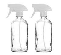 PATIKIL 16oz Glass Spray Bottles, 2pcs Nozzle Leak Proof Empty Water Mist Stream Sprayer with Silicone Sleeve for Cleaning Solutions Plants Hair, White Clear