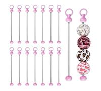 PATIKIL 16pcs Beadable Keychain Bar, Beadable Keychains Blanks Beaded Keychain Bar Bulk Key Chain Rod Making Charm for Beads Jewelry Making DIY Focal Bead Crafts Backpack, Purple