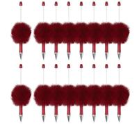 PATIKIL 16Pcs Fluffy Beadable Pens, Plush Fuzzy Plastic Bead Pen Bead Ballpoint for DIY Gift Writing Office Supplies, Wine Red