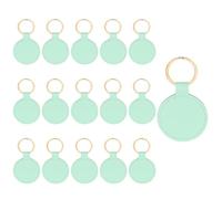 PATIKIL 16pcs Leather Keychain Blanks, 50mm Keychain Blanks PU Leather Key Chain Bulk Keyring with Rings for Name Tag Dog Cat Collar Keys, Round,Green