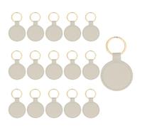 PATIKIL 16pcs Leather Keychain Blanks, 50mm Sublimation Keychain Blanks PU Leather Key Chain Bulk Keyring with Rings for Name Tag Dog Cat Collar Keys, Round,Grey