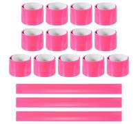 PATIKIL 16Pcs Reflective Arm Bands, 11.8" High Visibility Bands Reflector Running Gear Snap Bracelet for Night Walking Running Cycling, Pink (Square)