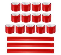 PATIKIL 16Pcs Reflective Arm Bands, 11.8" High Visibility Bands Reflector Running Gear Snap Bracelet for Night Walking Running Cycling, Red (Square)