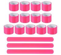 PATIKIL 16Pcs Reflective Arm Bands, 11.8" High Visibility Bands Reflector Running Gear Snap Bracelet for Night Walking Running Cycling, Pink (Arc)