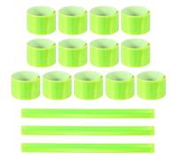 PATIKIL 16Pcs Reflective Arm Bands, 15.7" High Visibility Bands Reflector Running Gear Snap Bracelet for Night Walking Running Cycling, Yellow (Square)