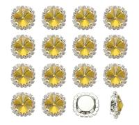 PATIKIL 16Pcs Rhinestone Buttons, Flatback Sew on Rhinestones with Crystals Glass Metal Base Claw Gems for Crafts Clothes Shoes Hats Bags, Gold