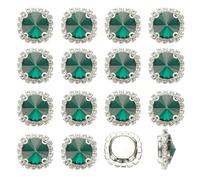 PATIKIL 16Pcs Rhinestone Buttons, Flatback Sew on Rhinestones with Crystals Glass Metal Base Claw Gems for Crafts Clothes Shoes Hats Bags, Malachite Green