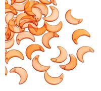 PATIKIL 16x11mm Moon Beads, 100 Pcs Glass Moon Crescent Crystal Beads Tiny Hanging Beads Moon Charm for Bracelets Necklaces Earrings Jewelry Making DIY, Orange/Gold Tone
