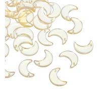 PATIKIL 16x11mm Moon Beads, 50 Pcs Glass Moon Crescent Crystal Beads Tiny Hanging Beads Moon Charm for Bracelets Necklaces Earrings Jewelry Making DIY, Clear Yellow
