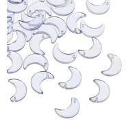 PATIKIL 16x11mm Moon Beads, 50 Pcs Glass Moon Crescent Crystal Beads Tiny Hanging Beads Moon Charm for Bracelets Necklaces Earrings Jewelry Making DIY, Pale Purple