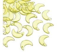 PATIKIL 16x11mm Moon Beads, 50 Pcs Glass Moon Crescent Crystal Beads Tiny Hanging Beads Moon Charm for Bracelets Necklaces Earrings Jewelry Making DIY, Green Yellow