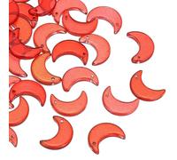 PATIKIL 16x11mm Moon Beads, 50 Pcs Glass Moon Crescent Crystal Beads Tiny Hanging Beads Moon Charm for Bracelets Necklaces Earrings Jewelry Making DIY, Red/Gold Tone